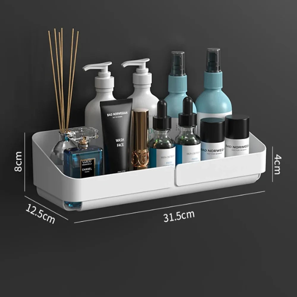 رف حمام مطبخ مريح، منظم لتخزين مستحضرات التجميل، رف شامبو، رف دش، جدار توابل بدون حفر