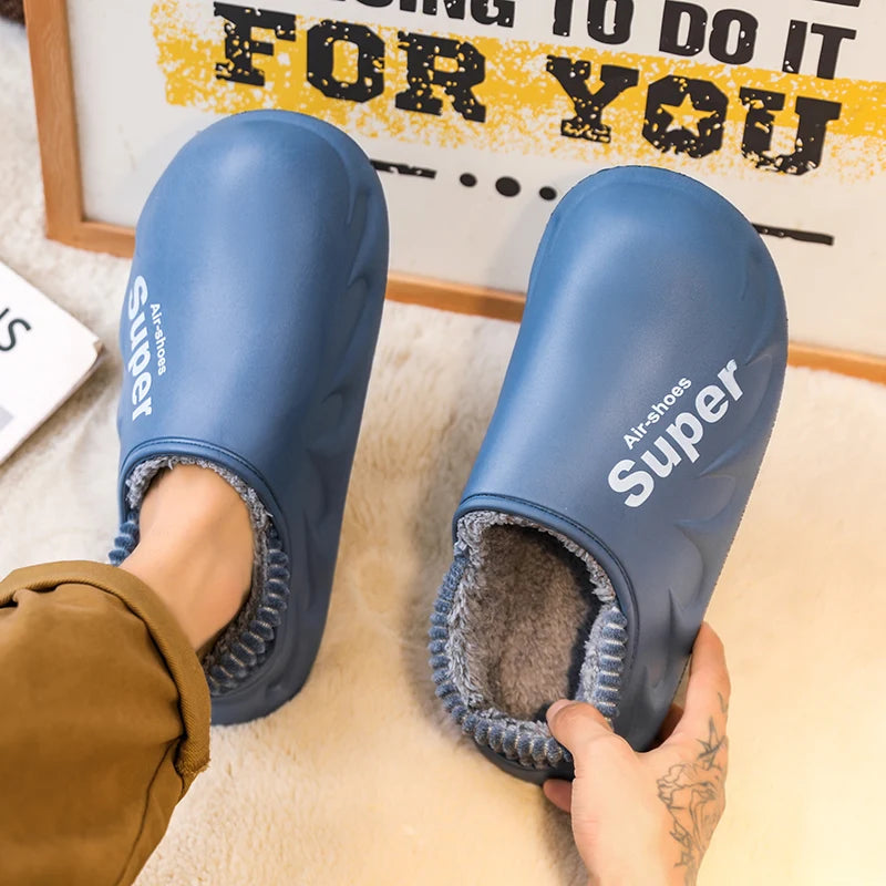 New Winter Men Women Warm Slippers Cotton Slippers Outdoor Indoor Warm Shoes Men's Couple House Bedroom Plush Slippers Big Size