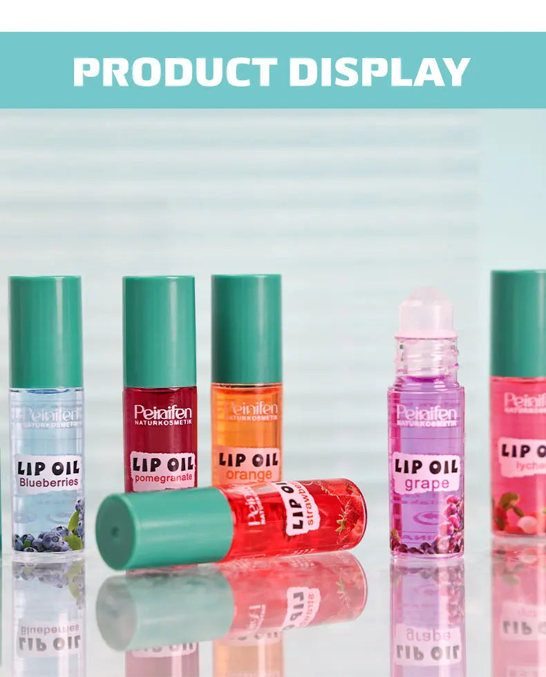 6PCS Fruit-Flavored Lip Balm Set Watery Lip Gloss Lip Oil Smooth Lip Lines Plump Lips Beauty Care Kit for Lip Hydration
