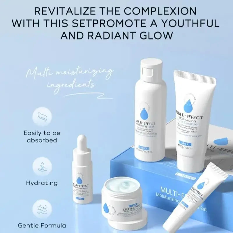 Professional 5 Piece Face Care Collection Intense deep Hydration Set For Dry Skin Daily Beauty Routine