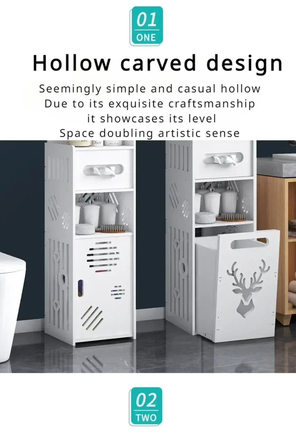 Bathroom Storage Cabinet Large Capacity Narrow Seam Storage Rack Waterproof Storage Rack Bathroom Floor Standing Storage Rack