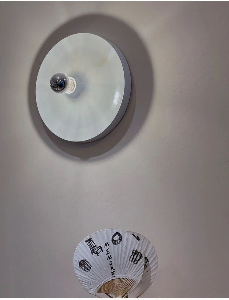 Medieval Bedside Wall Lamp Living Room Hallway Balcony Wall Lamp Bedroom Postmodern Flying Saucer Retro Metal Electroplated Lamp