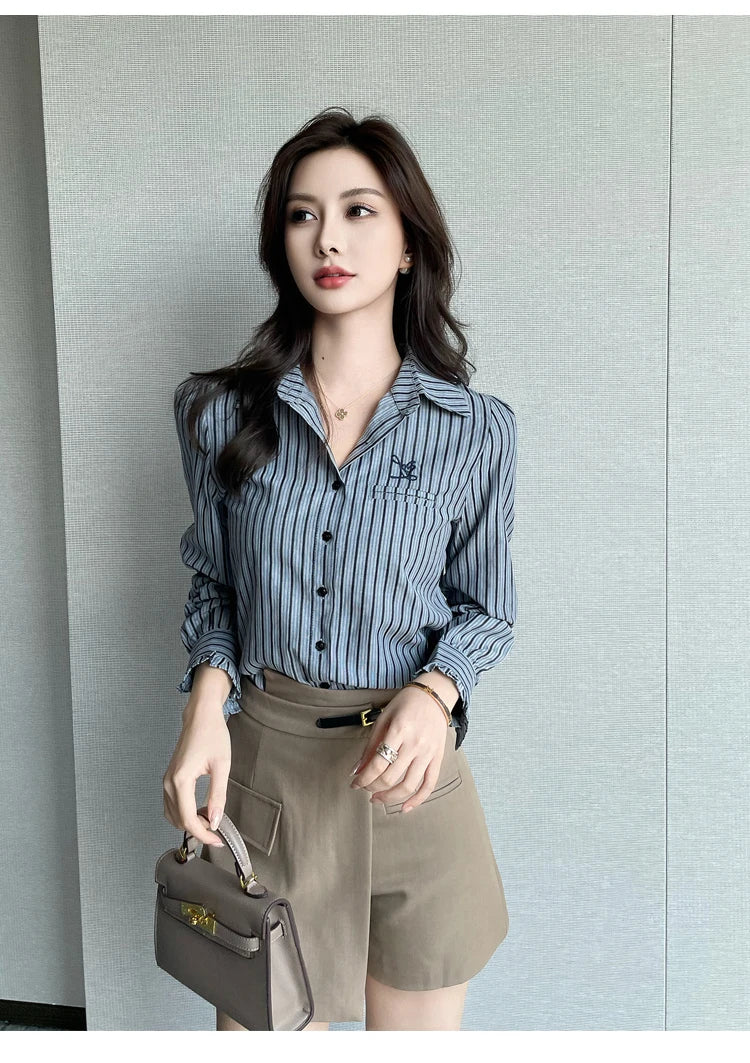 Fashion design Women Blouses for a Chic Look New elegant office ladies striped shirts tops