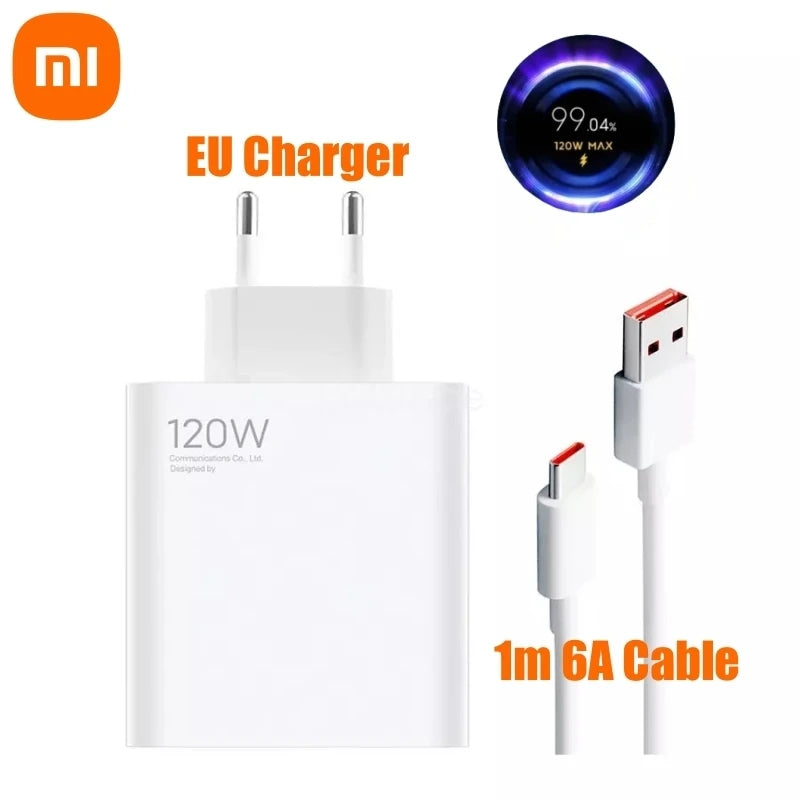 Xiaomi Original Charger Turbo Fast Charge 120W EU/US Hypercharge PD Adapter for Xiaomi POCO Redmi Note Black Shack Smart Phone