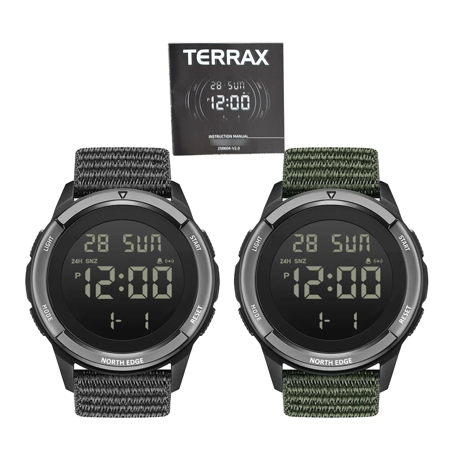 ساعة رياضية للأنشطة الخارجية مقاومة للمطر حتى عمق 50 مترًا، ساعات رياضية رقمية مزودة بإضاءة خلفية LED