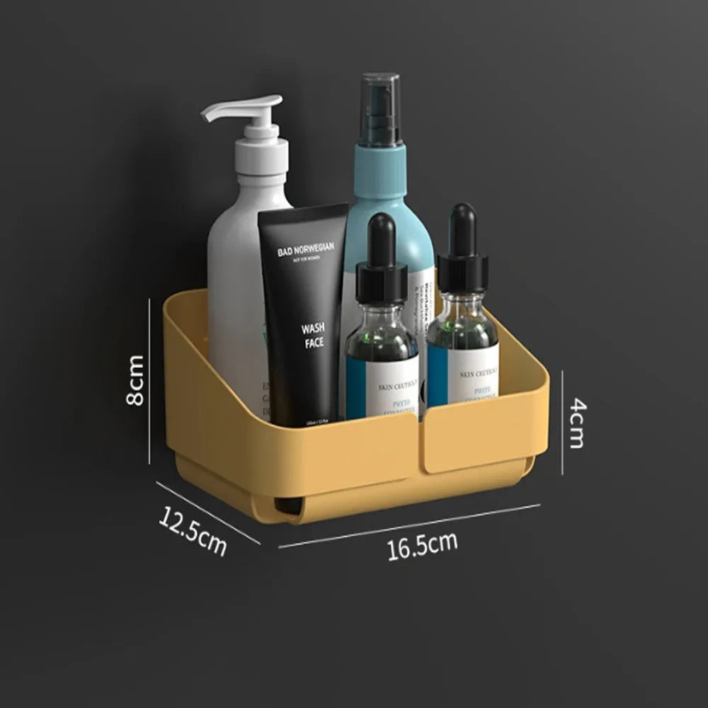 رف حمام مطبخ مريح، رف تخزين مستحضرات التجميل، منظم، رف دش، مستحضرات تجميل، رف شامبو، جدار، توابل، بدون حفر