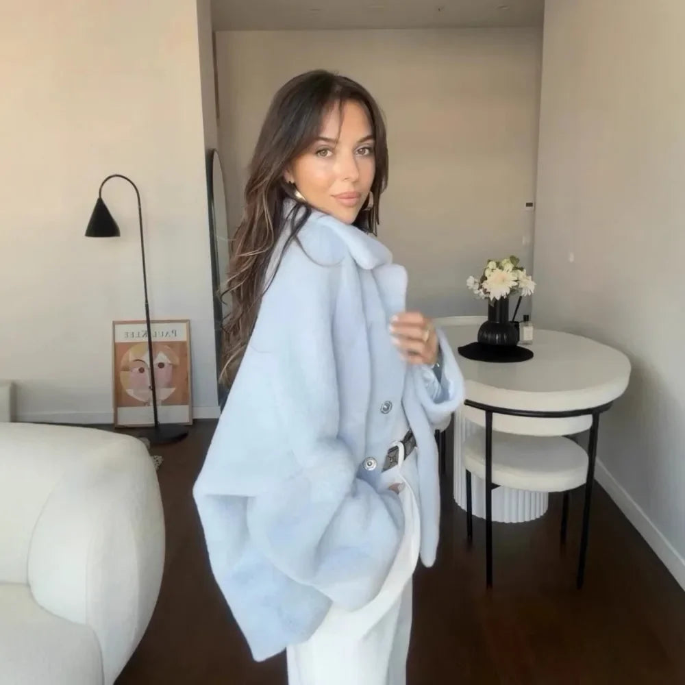 Women's Woolen Coat Fashionable Loose Furry Temperament High-end Soft Glutinous Autumn and Winter New Item SwiftNest