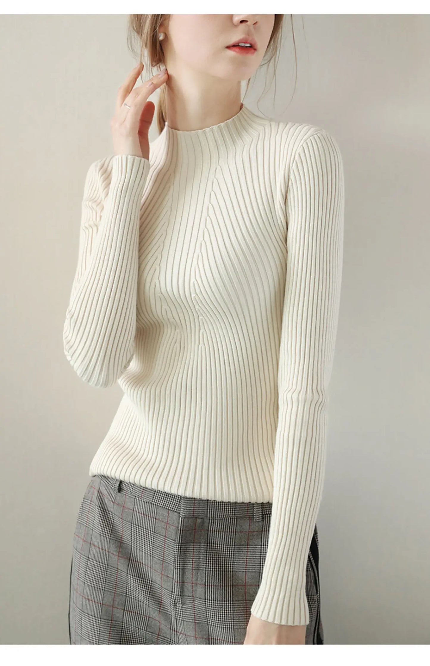 2025 Women Fashion Chic Knitted Tops Autumn Winter Turtleneck Sweater Women Pullovers Long Sleeve Jumper Pull Femme Clothing