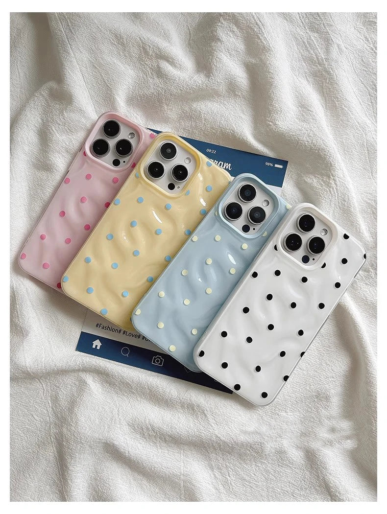 جراب هاتف قابل للطي من Love Polka Dot لهاتف IPhone 15 16 Pro Max Case 13 14 Pro جراب أنيق مقاوم للصدمات من السيليكون الناعم