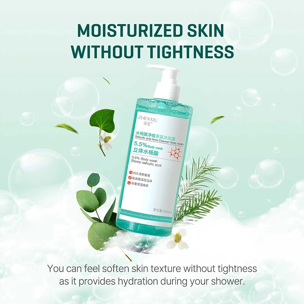 16.9 oz Salicylic Acid Body Wash, Gentle & Smoothing  Mild Exfoliating Daily Acne Body Wash Deep Cleanses Back Acne and Sebum SwiftNest
