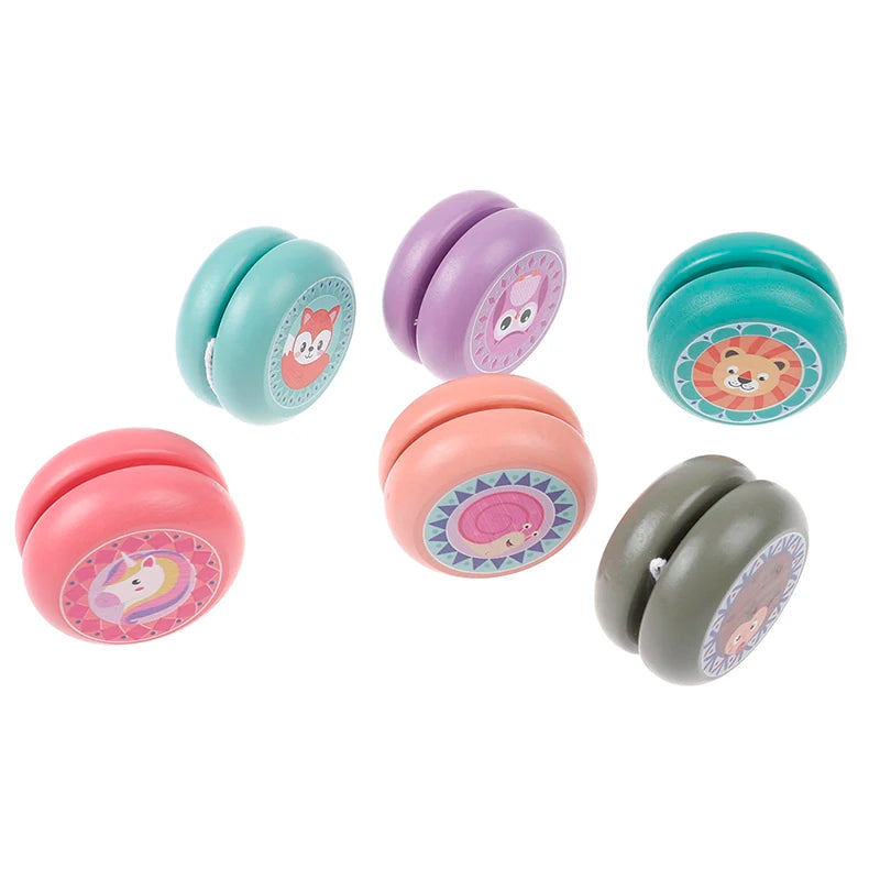 Children Yoyo Ball Cute Animal Prints Wooden Yoyo Toys Fox Owl Hedgehog Snails Toys Kids Yo-Yo Creative Yo Yo Toys For Fun
