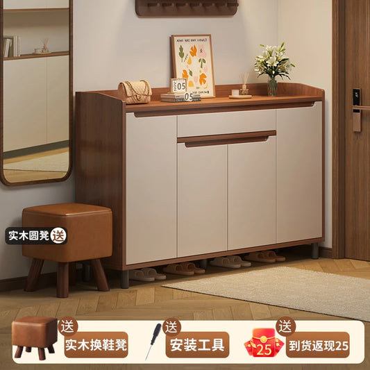 Home Shoe Cabinet Home Door Indoor Storage Cabinet Integrated Against The Wall New Chinese Storage Porch Cabinet Large Capacity