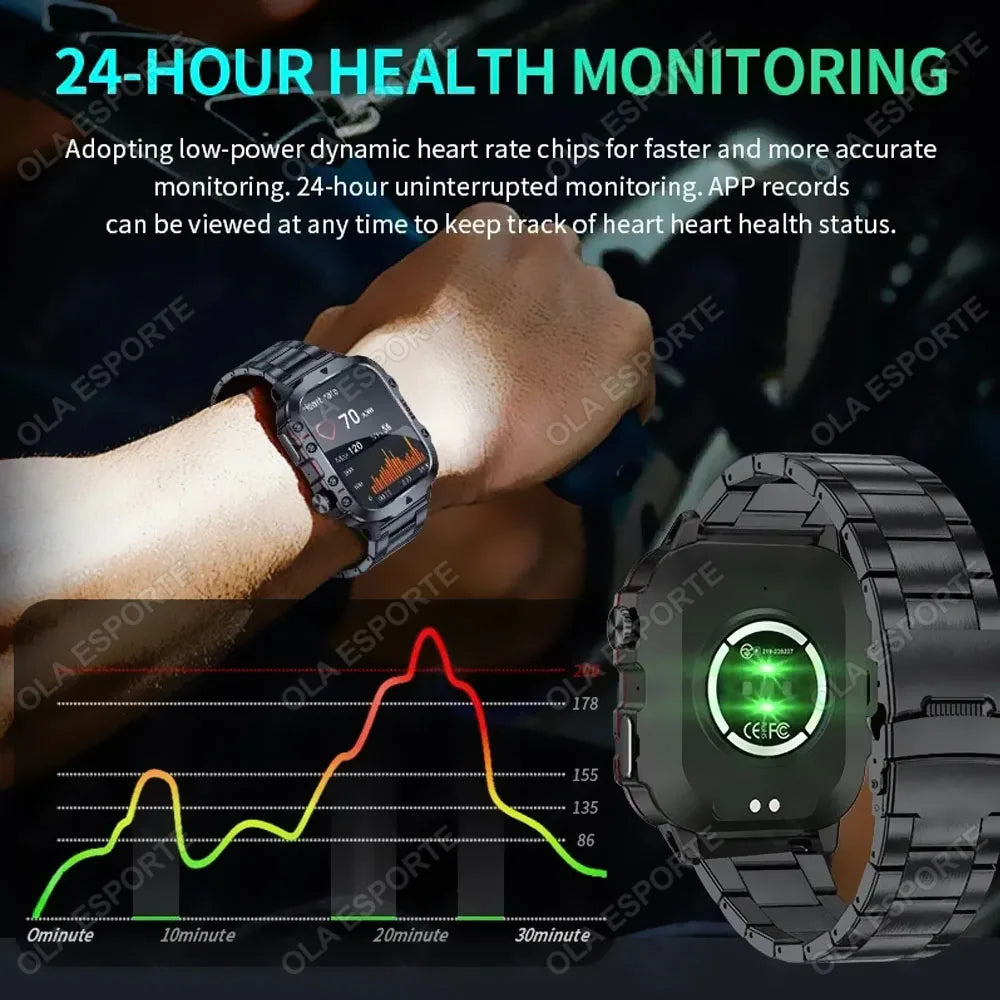 Outdoor Sports Smart Watch 2.01 Inch AMOLED Screen LED Flashlight Bluetooth Talking Smart Watch for Men Women Holiday Gifts 2025