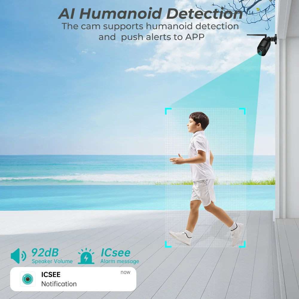 BESDER 5MP Bullet WiFi Camera Auto Tracking Outdoor 4MP Security IP Camara 1080P CCTV Surveillance Cameras IP66 Onvif icsee app