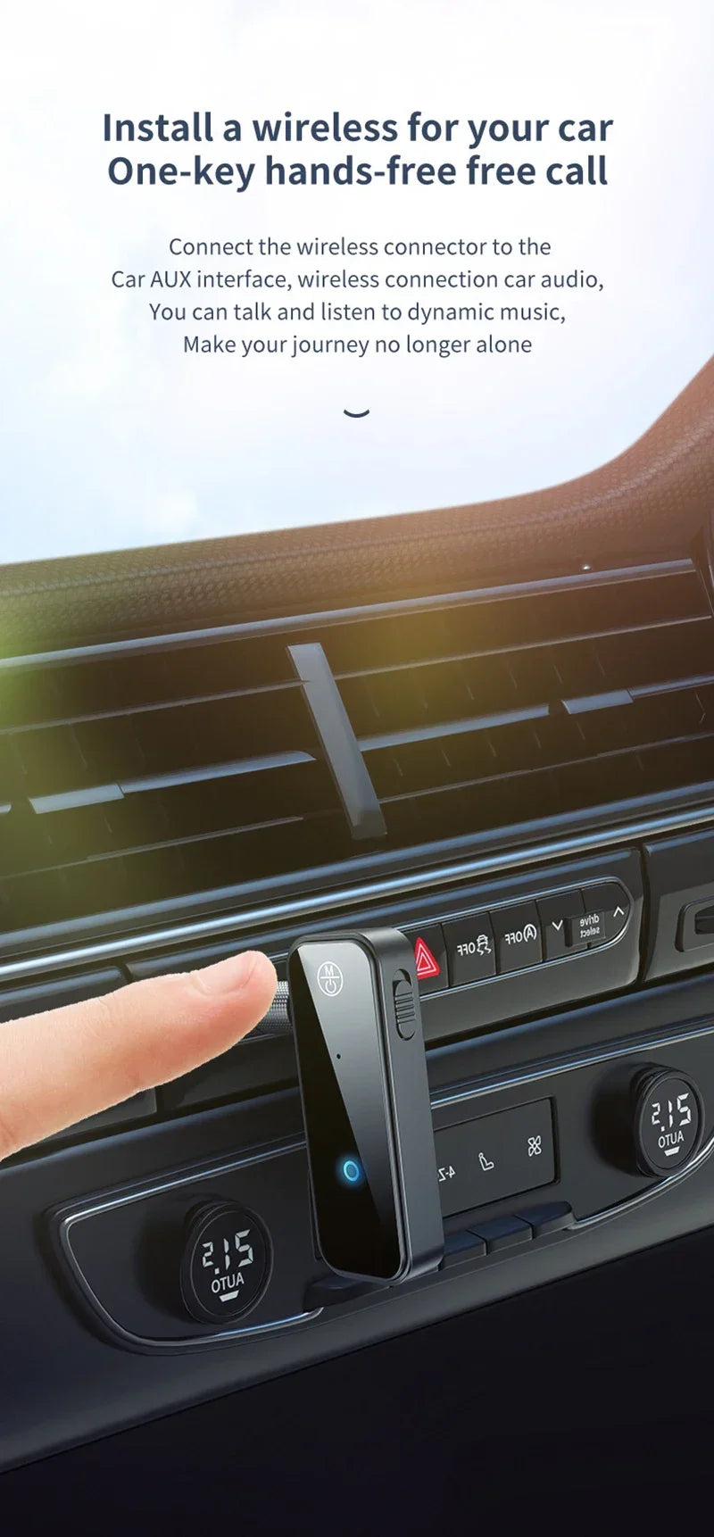 2 in 1 Bluetooth Transmitter Audio Receiver 3.5MM AUX With Mic Handsfree Stereo Music Wireless Adapter For TV PC Car Kit