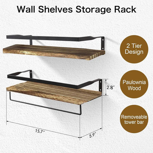 Bathroom Items Kitchen Solid Wood Bore Storage Shelf Floating Wall Shelves Accessories Organizer Hardwares Hardware Fixture Home