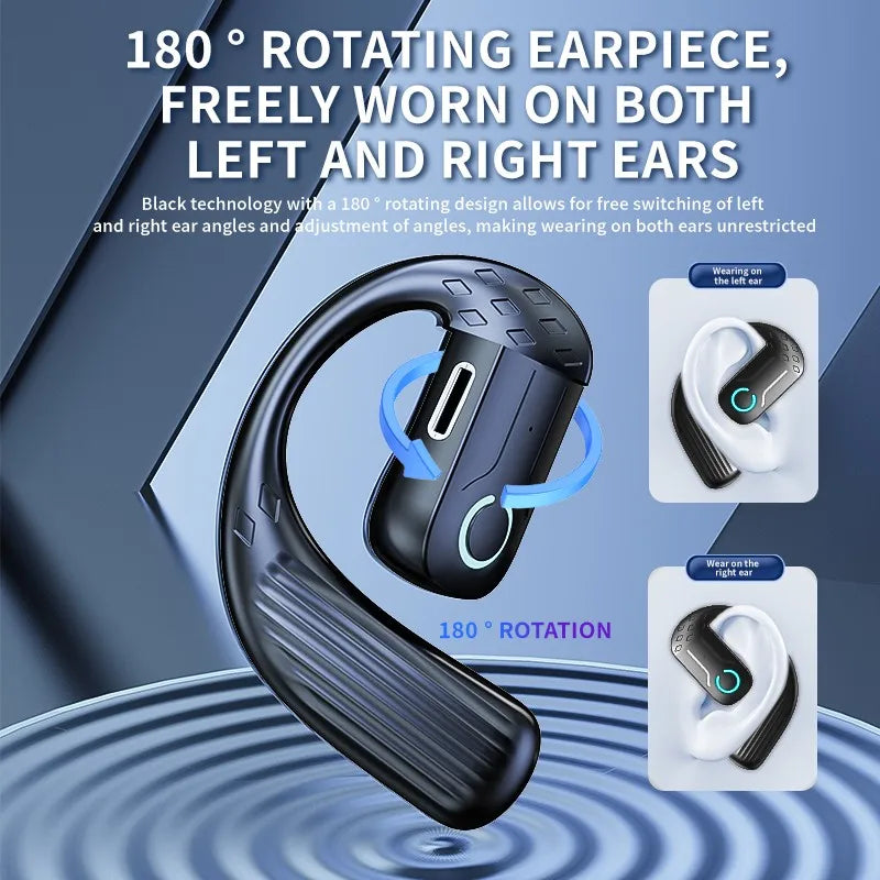 Bluetooth 5.4 Open Wireless Headset 180° Rotation Adjustable Left Right Ear Universal Ear-Hook Earphone With Mic Sport Business