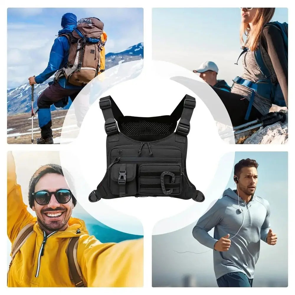 Sports Workouts Anti-Theft Outdoor Chest Bag Adjustable Waterproof Running Vest Pack Fishing Vest Men and Women