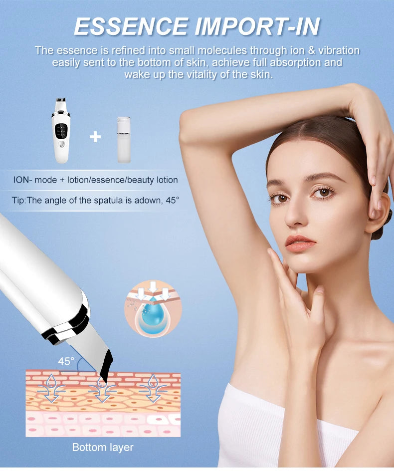 Personal Care Face Exfoliating Device Deep Cleansing Ultrasonic Face Spatula Facial Skin Scrubber