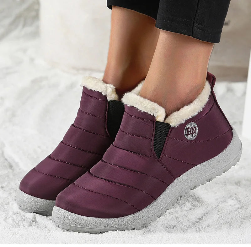 Women's Boots Women Winter Boots Warm Fur Winter Shoes For Women Snow Boots Lightweight Ankle Botas Mujer Black Combat Botines