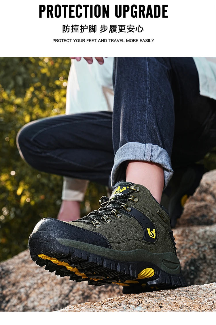 أحذية المشي لمسافات طويلة مقاومة للماء للرجال والنساء في الربيع والخريف، أحذية رياضية جبلية مقاومة للاهتراء، أحذية رياضية للصيد
