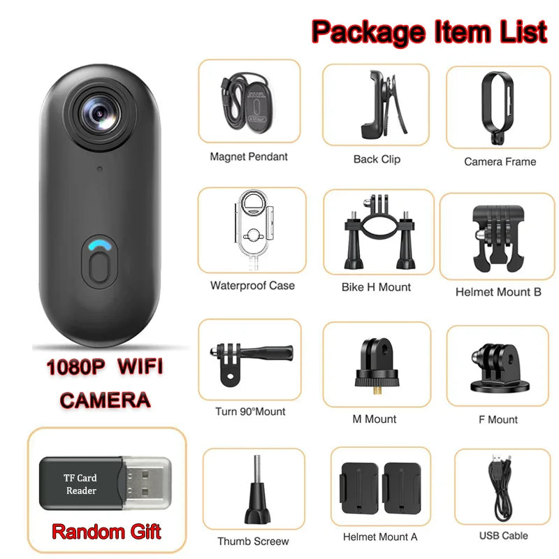 2024 Hot Gift 4K HD Mini Camera Action Cam Wifi High Quality Outdoor Sports Camera Camara Body Cam Camaras Photographic Video