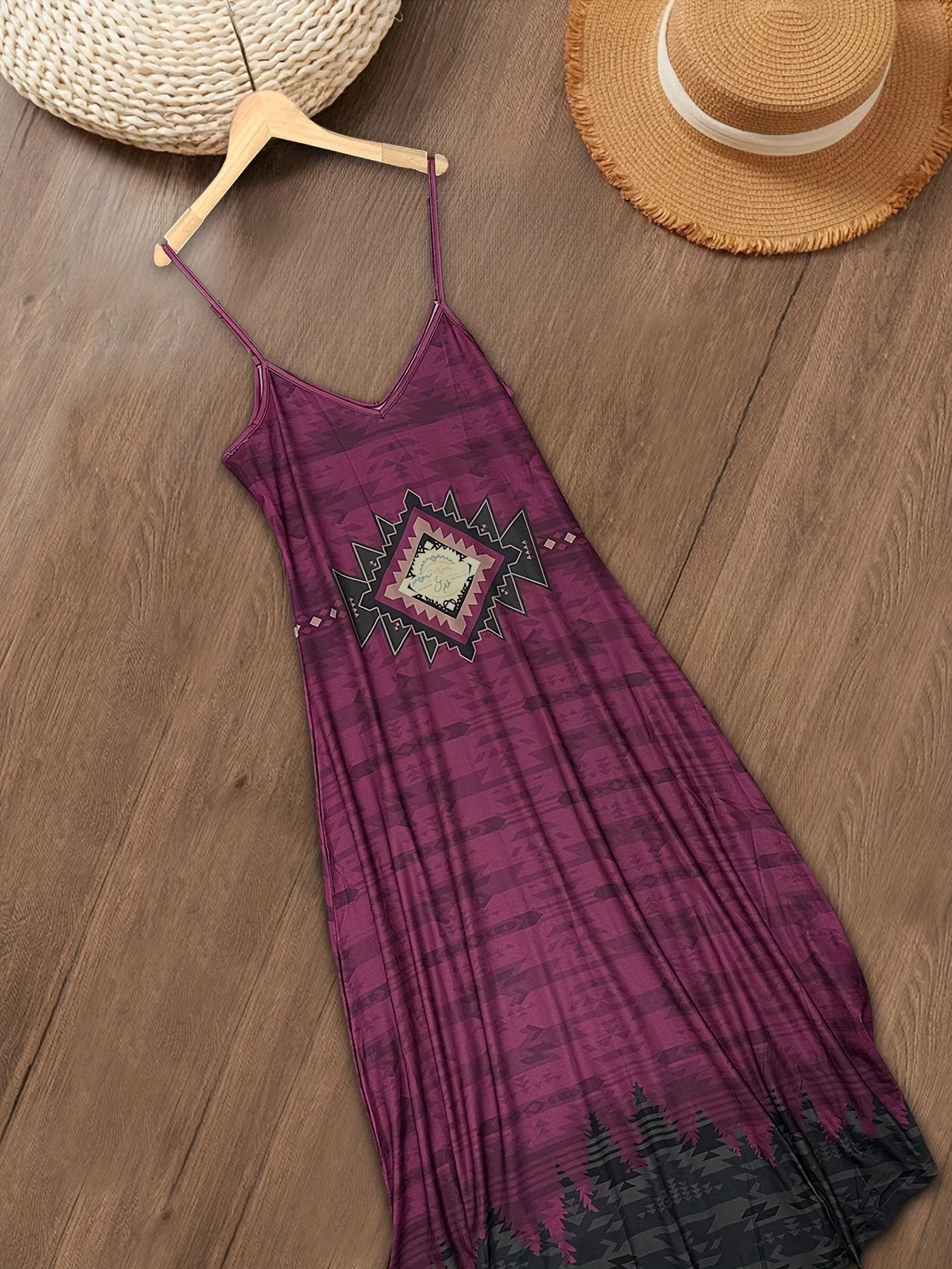 فساتين أزياء نسائية فساتين مطبوعة على الطراز الغربي فساتين مطبوعة على الطراز الغربي بفتحة رقبة على شكل حرف V