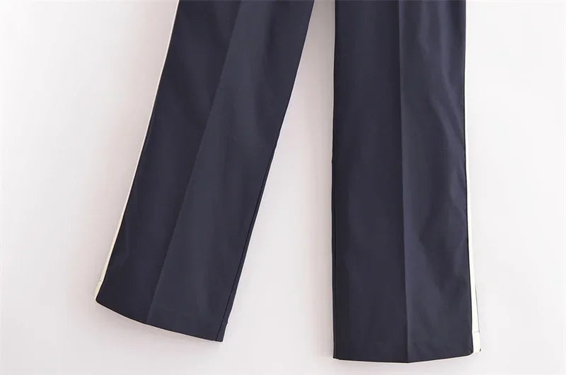 Women's Fashion Suit 2024 New Fall Side Stripe Long Sleeve Jacket Striped Casual Pants Elegant casual women's pantalon suit