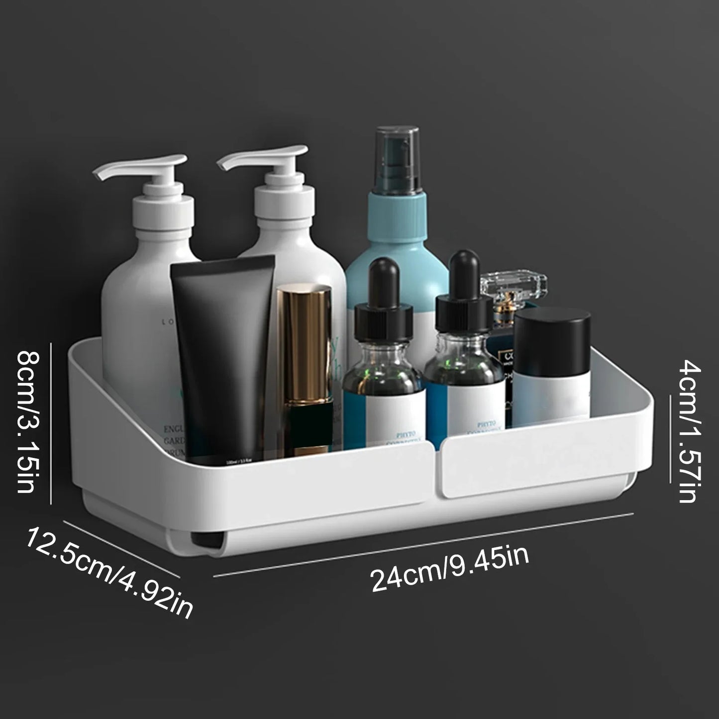 رف حمام مطبخ مريح، منظم لتخزين مستحضرات التجميل، رف شامبو، رف دش، جدار توابل بدون حفر