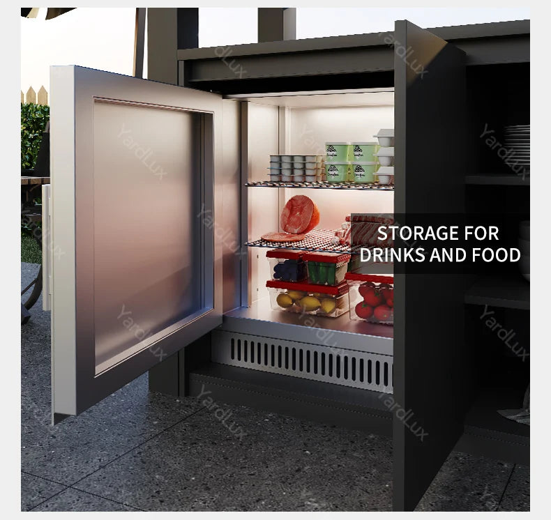 Modern Outdoor Bar and Kitchen Set with BBQ Cabinets Dining Sink and Faucet for Apartment or Mall UsePatio Set Outdoor Furniture