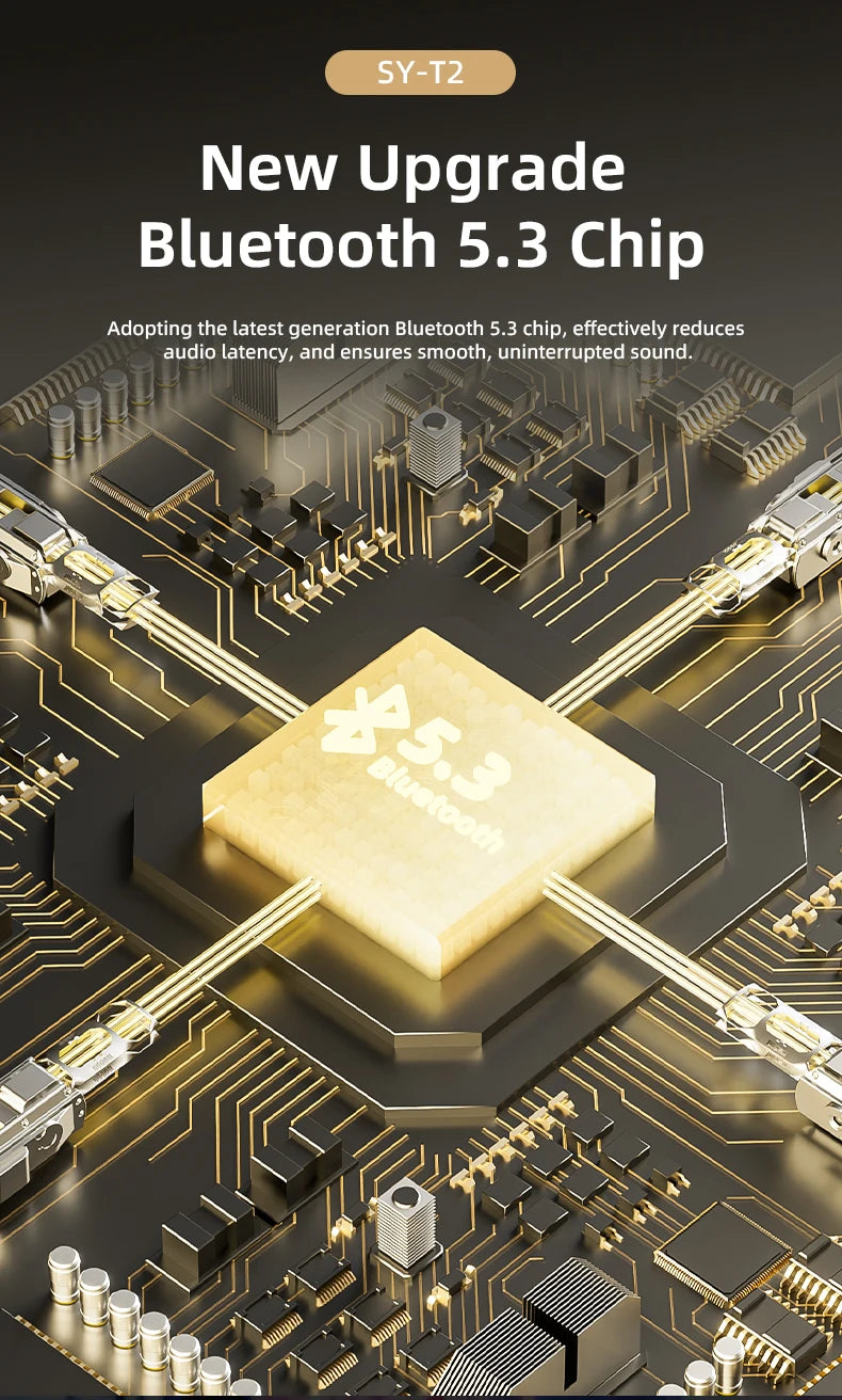 سماعات رأس لاسلكية أنيقة بتقنية البلوتوث 5.3، ستيريو هاي فاي، محمولة فوق الأذن، سماعة رأس للأعمال، سماعات أذن للألعاب منخفضة الكمون مع ميكروفون