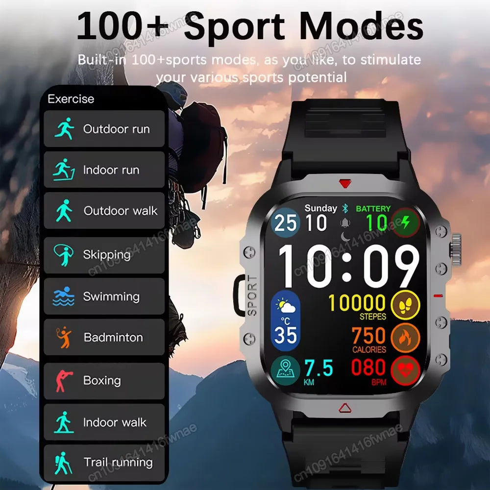 Outdoor Sports Smart Watch 2.01 Inch AMOLED Screen LED Flashlight Bluetooth Talking Smart Watch for Men Women Holiday Gifts 2025