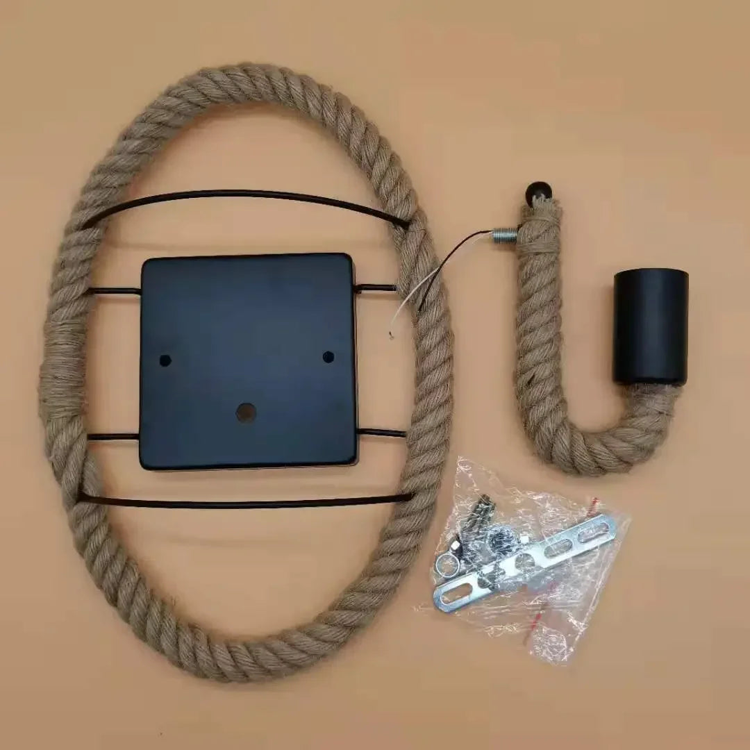 Bedside bedroom decorative wall lamp retro staircase hallway iron hemp rope lamp American industrial style Sconce lamp