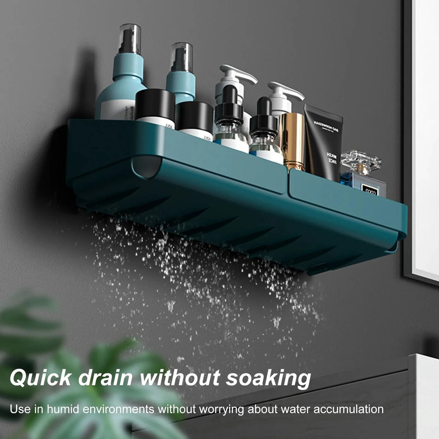 رف حمام مطبخ مريح، منظم لتخزين مستحضرات التجميل، رف شامبو، رف دش، جدار توابل بدون حفر