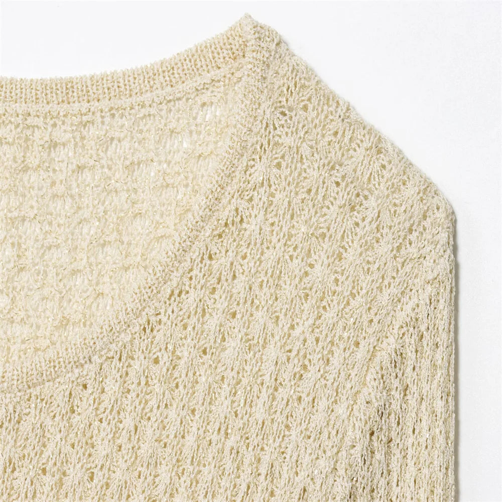 New European and American style women's clothing, lazy and fashionable, with metallic lines and waist cinched tops and pants SwiftNest