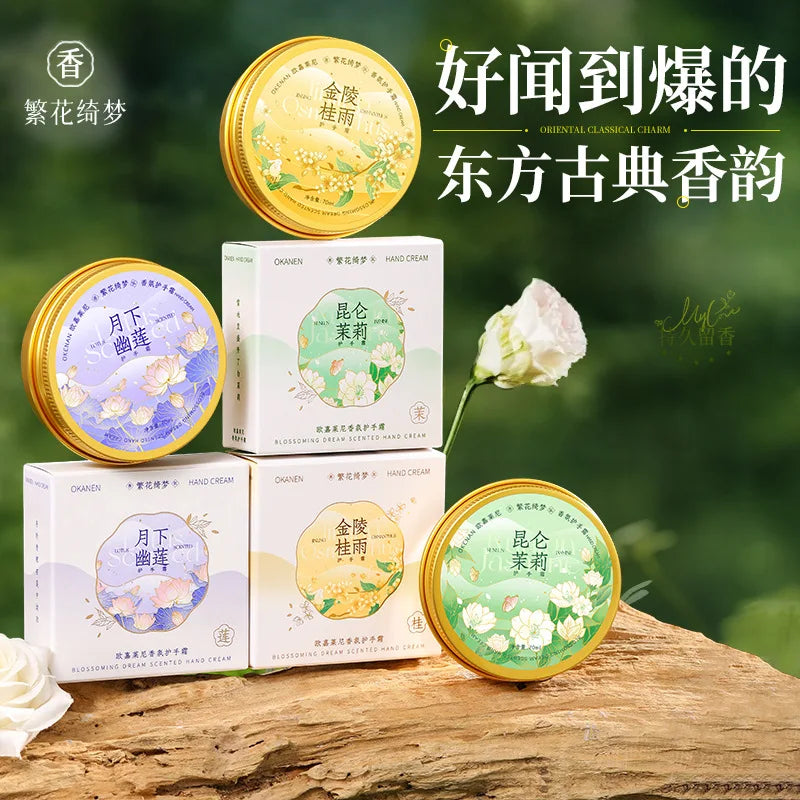 3PCS/Box Flower Fragrance Hand Cream Moisturizing Refreshing Nourishing Improving Roughness Hands Skin Care Products gift