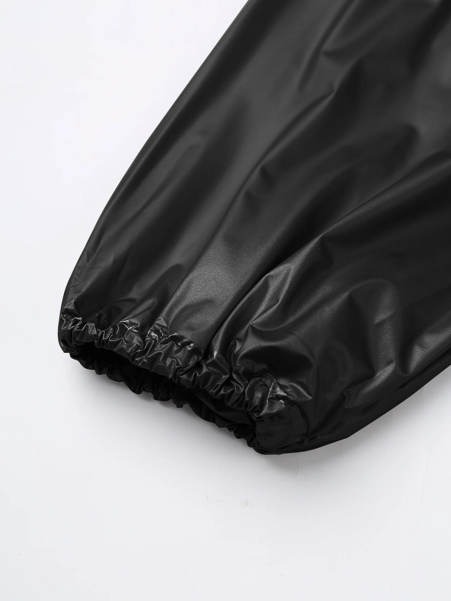 Mens Sports Outfits Sauna Sweat Sets Long Sleeve Hooded Jacket Outerwear and Long Pants PVC Sweating Suit for Gym Workout Yoga