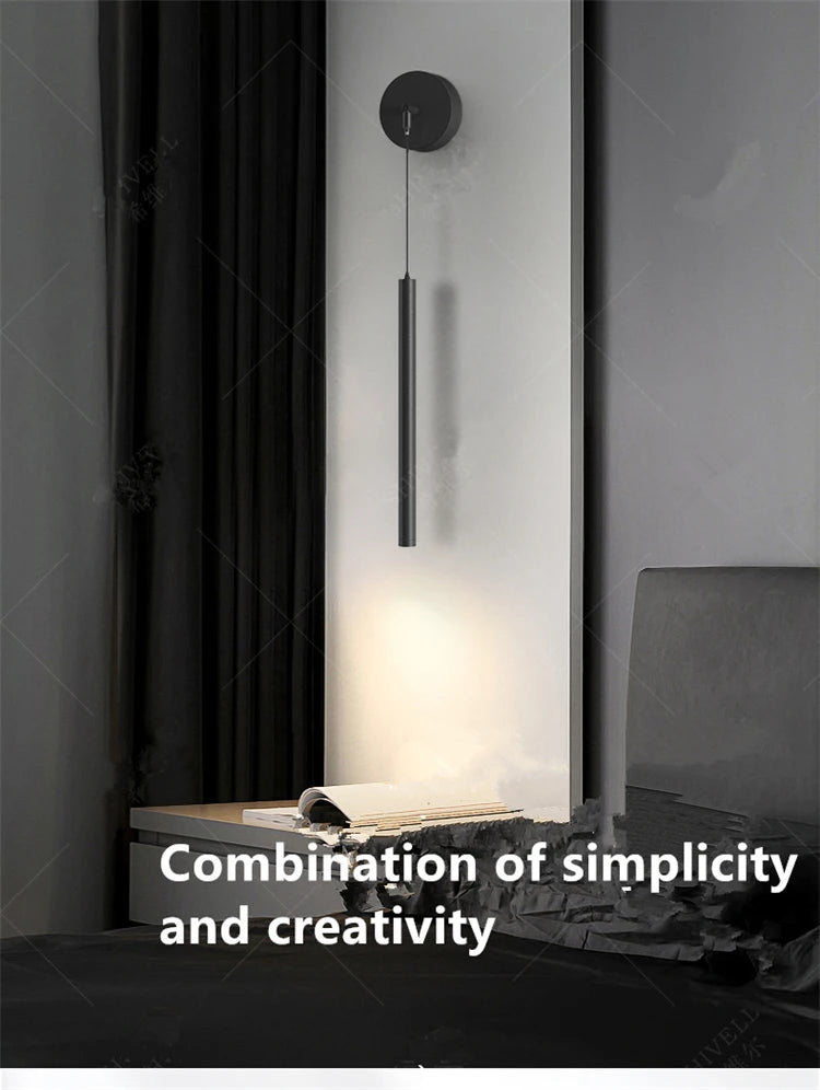 Wall lamp Bedroom bedside lamp Spot lamp Modern simple LED living room TV background wall Eye-protection bedside pendant lamp