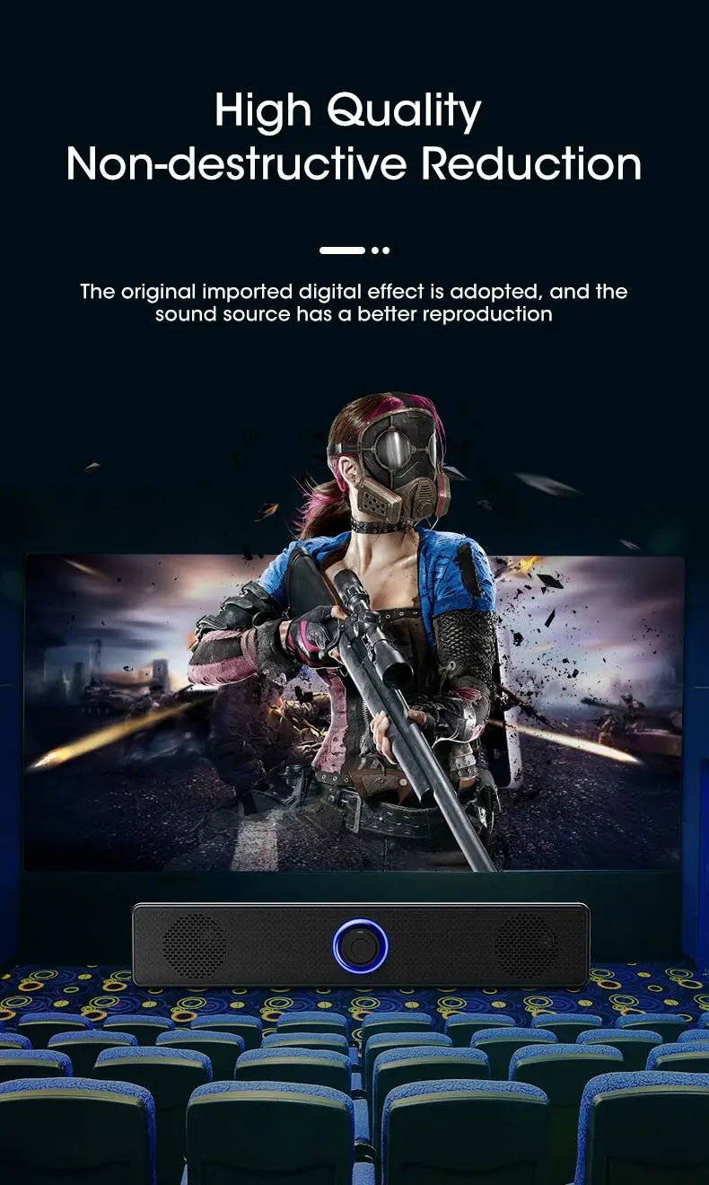 Bluetooth Computer Speakers Wired Surround Sound Bar Stereo Subwoofer Soundbar for Desktop Laptop PC Mini Home Theater System