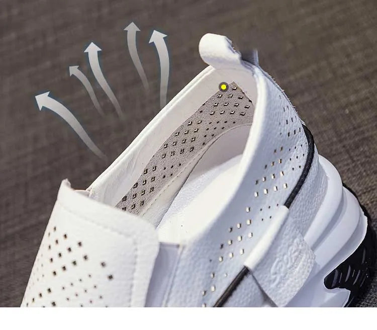 Fujin 7cm Genuine Leather Women Vulcanized Platform Wedge Chunky Sneaker Casual Stable Fashion Skate Boarding High Brand Shoes