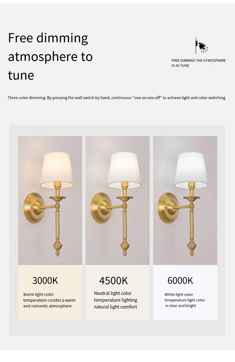 American Bedroom Bedside Lamp Mirror Front Light Simple Living Room Villa Clubhouse Wall Lamp