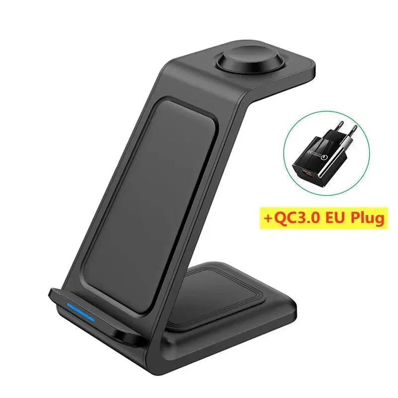 3 In 1 Wireless Charger Stand 30W Fast Charging Station for iPhone 16 15 14 13 12 11 iWatch 10/9/8/7 Ultra Airpods Phone Holder