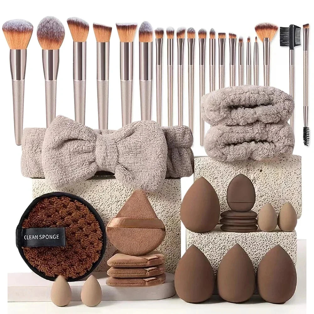33pcs beauty set makeup kit  large and small beauty sponges for flawless makeup application and removal of makeup full set
