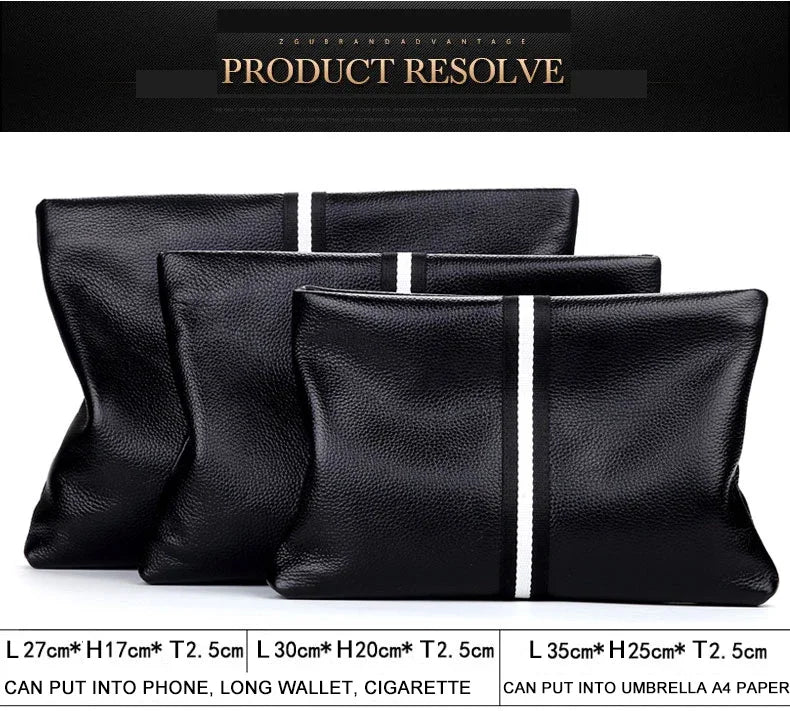 حقيبة يد أصلية من SENOFAN للرجال مخططة من جلد البقر الطبيعي، حقيبة يد رجالية، محفظة بتصميم مظروف، إصدار كوري رائع