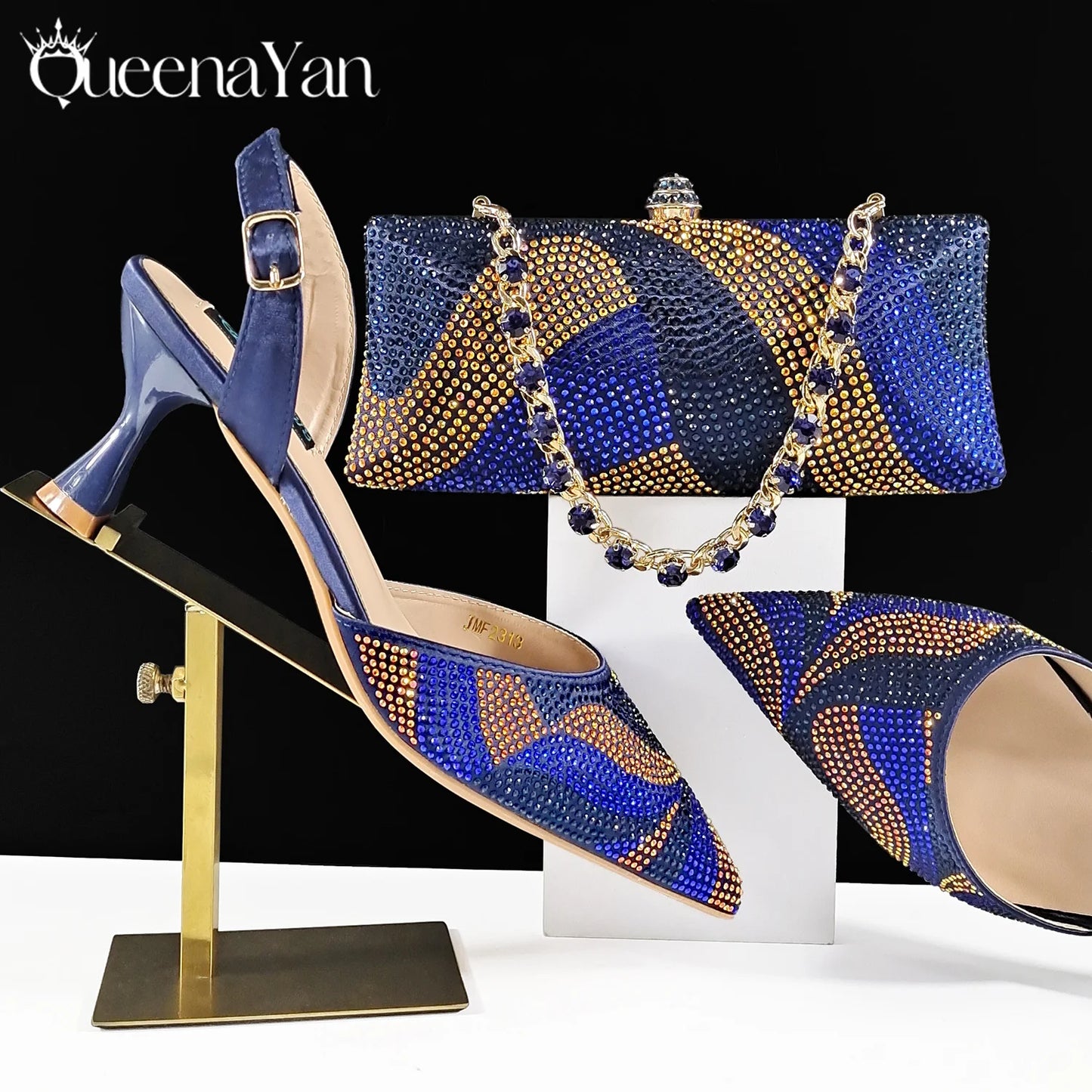 Festive Elegance: Spot Goods Dazzling Heels and Chic Long Bag Clutch Perfect Combination Of Shoes And Bag for Special Occasions