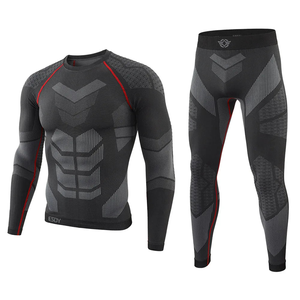Men'S Outdoor Sports Thermal Underwear Sports Suit Training Fitness Clothing Men'S Fitness T-Shirt Quick-Drying Tops And Pants