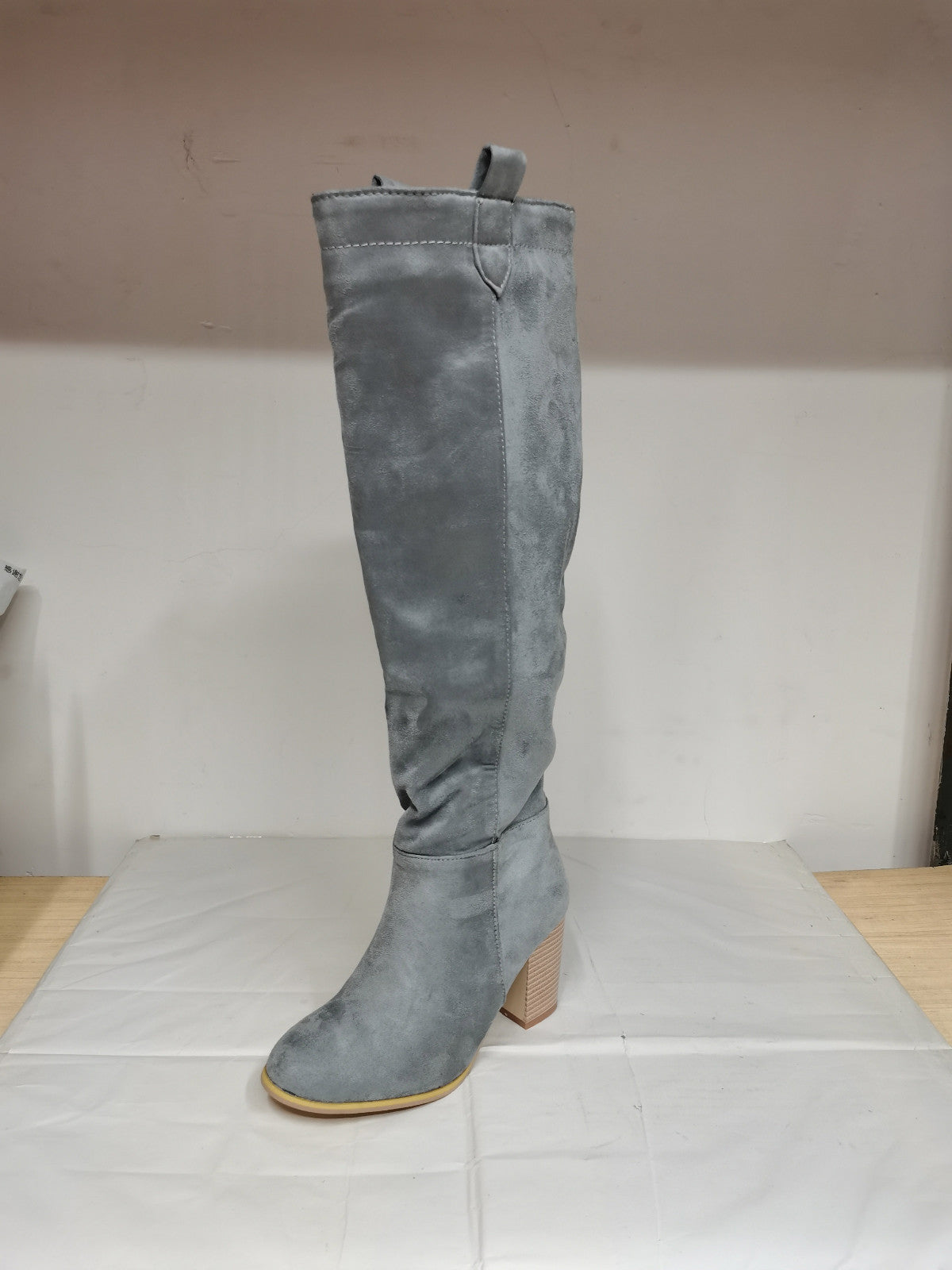 Winter Women Shoes Sexy High Pointed Toe Solid Color Slip-On Flock Warm Over The Knee Boots Ladies Mature Party Elegant Boots