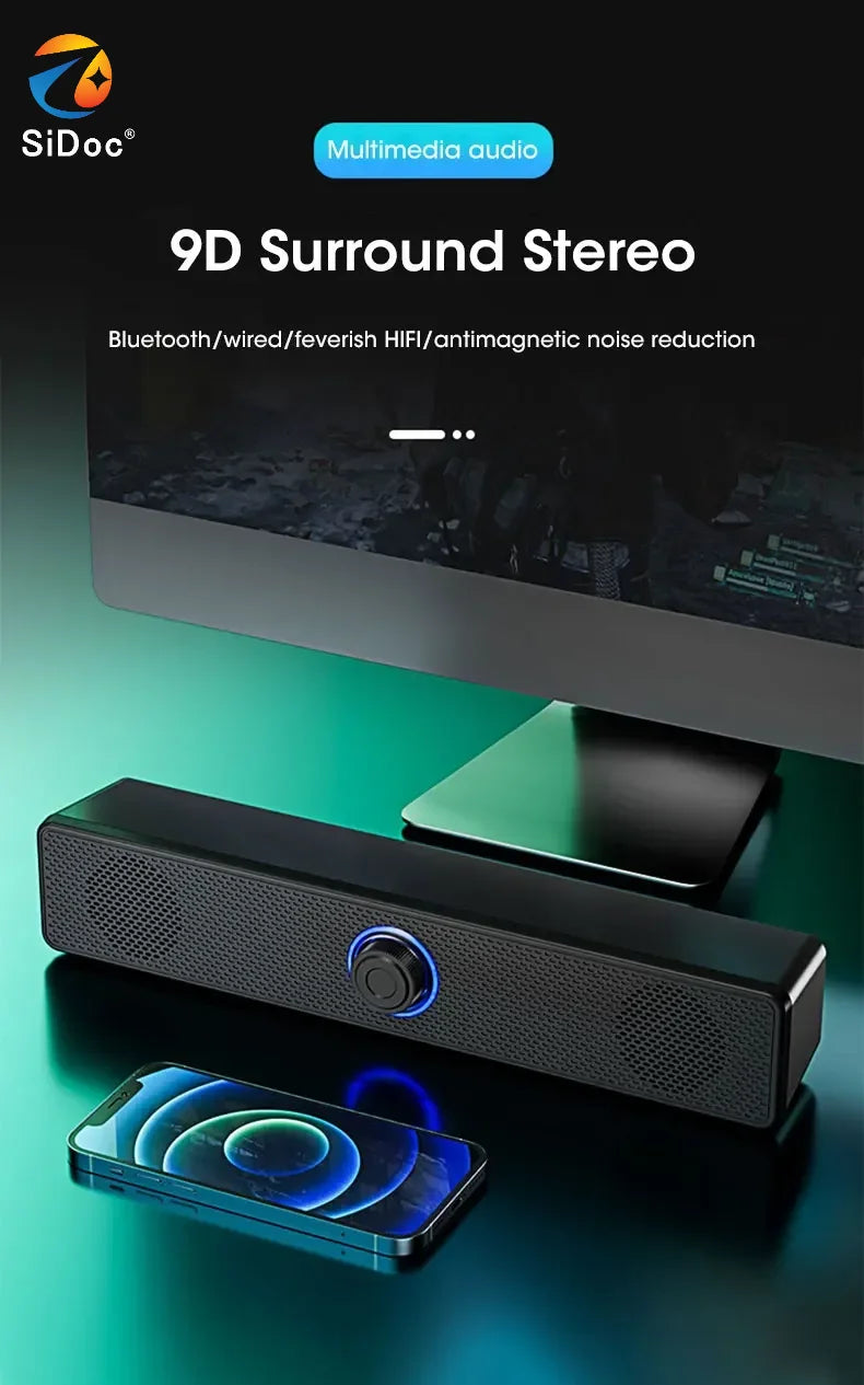 Bluetooth 4D surround speaker, home audio, computer bar speaker, TV subwoofer, wired stereo, strong bass