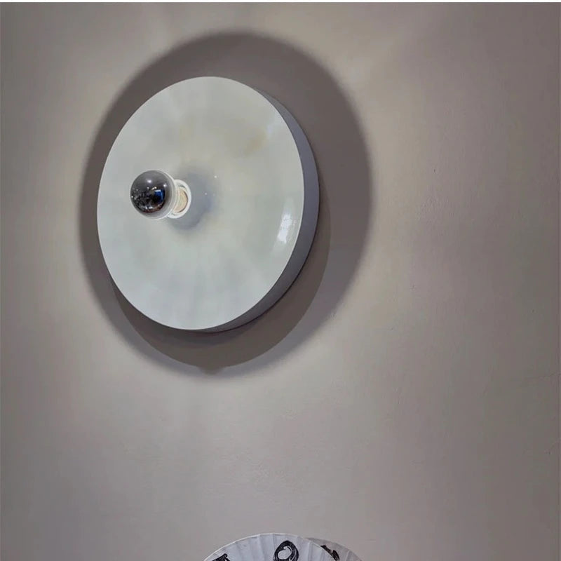 Medieval Bedside Wall Lamp Living Room Hallway Balcony Wall Lamp Bedroom Postmodern Flying Saucer Retro Metal Electroplated Lamp