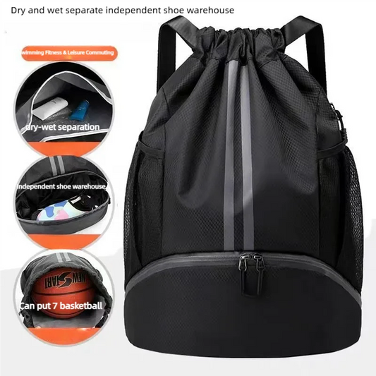Sports must-have wet and dry separation swimming bag basketball football volleyball, shoes backpack bundle drawstring portable a